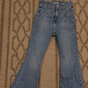 We The Free Medium Blue Flared Wide-Leg Jeans